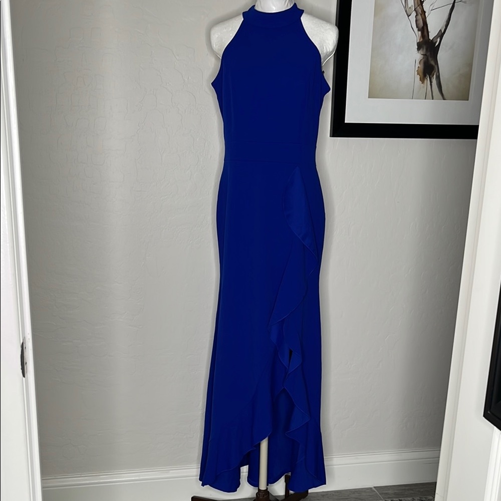 Woosea Elegant Blue Halter Dress